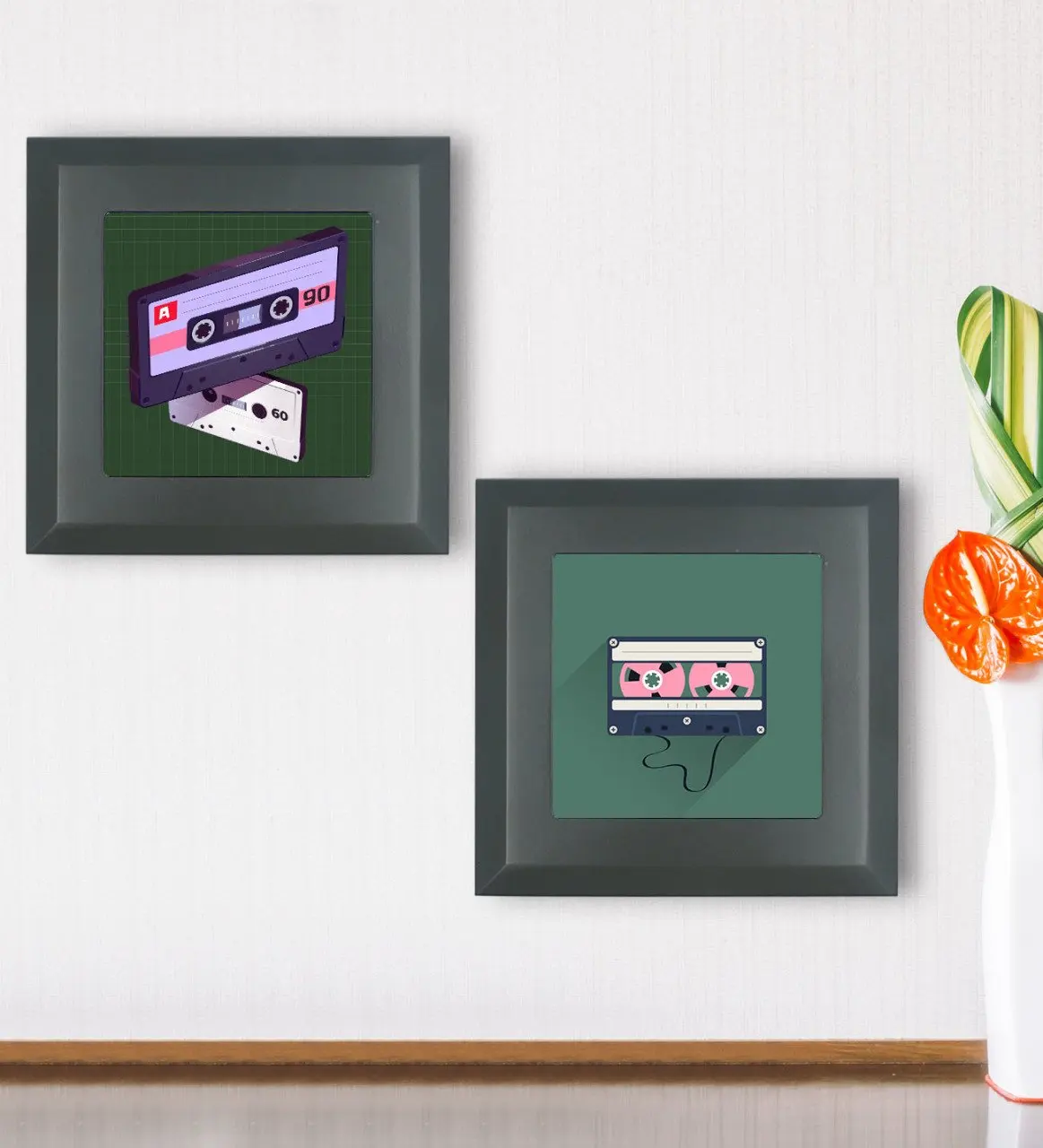 

BK Gift 2'li Retro Design Wood Framed Stone Wall Dekoru-61