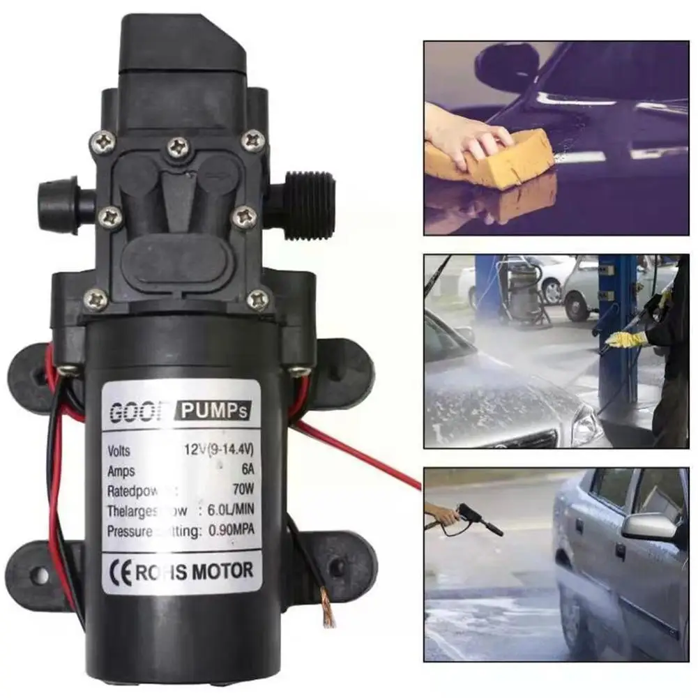 

Электрический водяной насос Cooli R7b9, 12 В, 130 фунтов на кв. дюйм, 6 л/мин, черный микро самовсасывающий распылитель, Диафрагменное давление, для мойки автомобиля