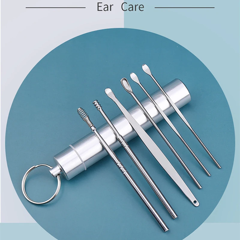 

Ear Wax Remover Cleaning Kit Pickers Ear Pick Earwax Cleaner Curette Spoon Care Removal Tool for Baby Adults Ear Care Set 6Pcs