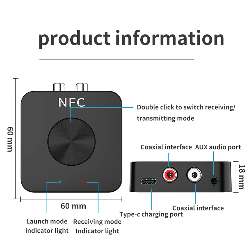 Bluetooth 5 0 аудио RCA приемник передатчик TF карта AptX 3 мм разъем Aux NFC стерео