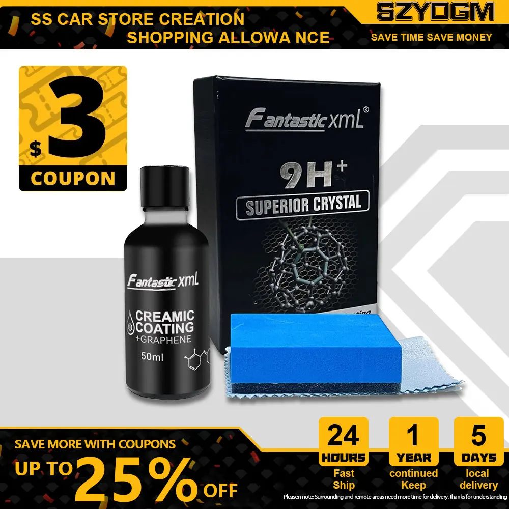 

50ml Nano Ceramic Coating Graphene 9H Pro Hydrophobic Paint Protection Car High Temperature Resistance Scratch Resistance