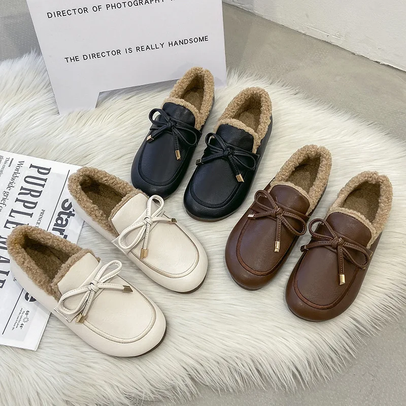 

Women's Winter Boots Warm Plush Snow Boots Lace Up Soft Winter Sneakers Comfortable Cotton Shoes for Women