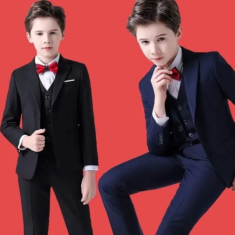 Children's Business Suit Handsome Boy Dresses of Bride Fellow Kids Costume for Piano Performance Middle and Big Children Boy Sui
