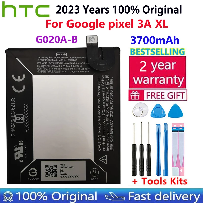 

100% Original New High Quality 3700mAh G020A-B Phone Replacement Battery For HTC Google Pixel 3A XL Batteries Bateria+Free Tools