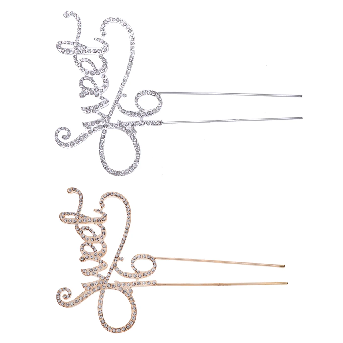 

16 Alloy Cake Topper Cake Ornament Cake Pick for Birthday Anniversaries Party Decoration Rhinestone ( Silver )