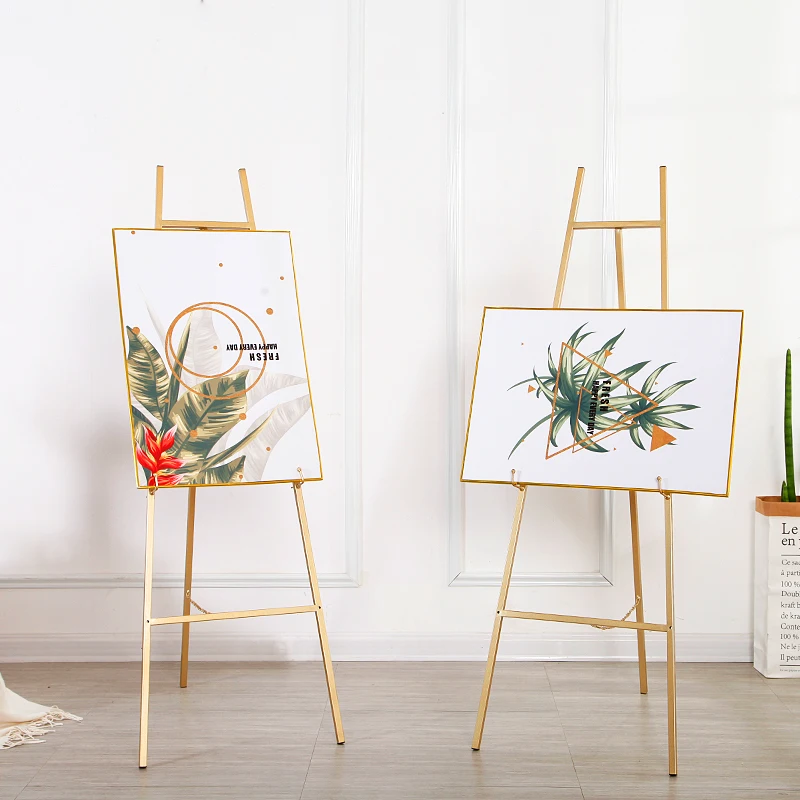 Tanie European Golden Oil Paint Easel Chevalet Mariage Banquet Easel Caballete De Pintura Metal Picture Stand Photo Display Chevalet