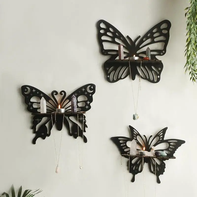 Многофункциональная деревянная полка-бабочка для ванной комнаты