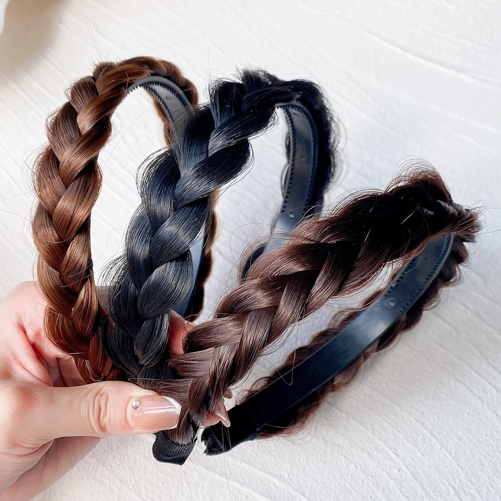 

Lazy Wig Twist Headbands for Women Wide Fishbone Braids Hairbands Handmade Retro Head Hoop Hair Styling Headwear Accessories