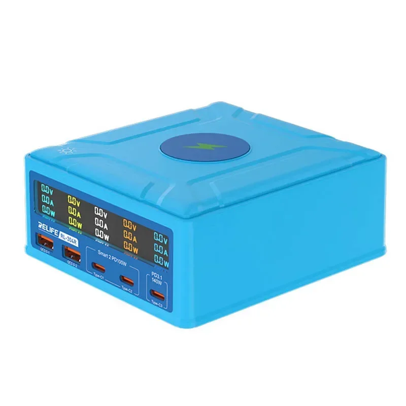 Фото LHRELIFE RL-304R 260 Вт Многопортовое зарядное устройство GaN USB с цифровым дисплеем Lightning Зарядное устройство для всех мобильных телефонов и планшетов Быстрая зарядка №2