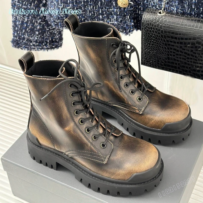 Женские ботильоны на толстой подошве Surkova винтажные мотоциклетные ботинки с