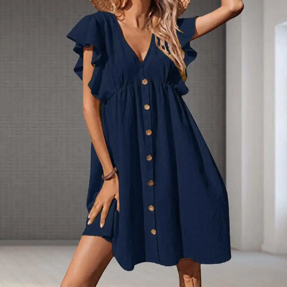 

Праздничное платье, легкое Повседневное платье с V-образным вырезом, свободное модное Повседневное платье