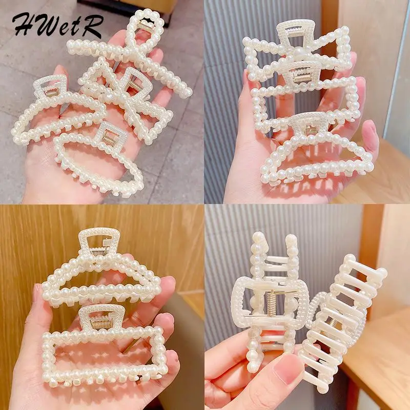 

Trendy Imitation Pearl Hair Claws For Woman Girls Barrette Hair Clips Crab Hair Accessories Hairpins Female Ornament Hairgrip