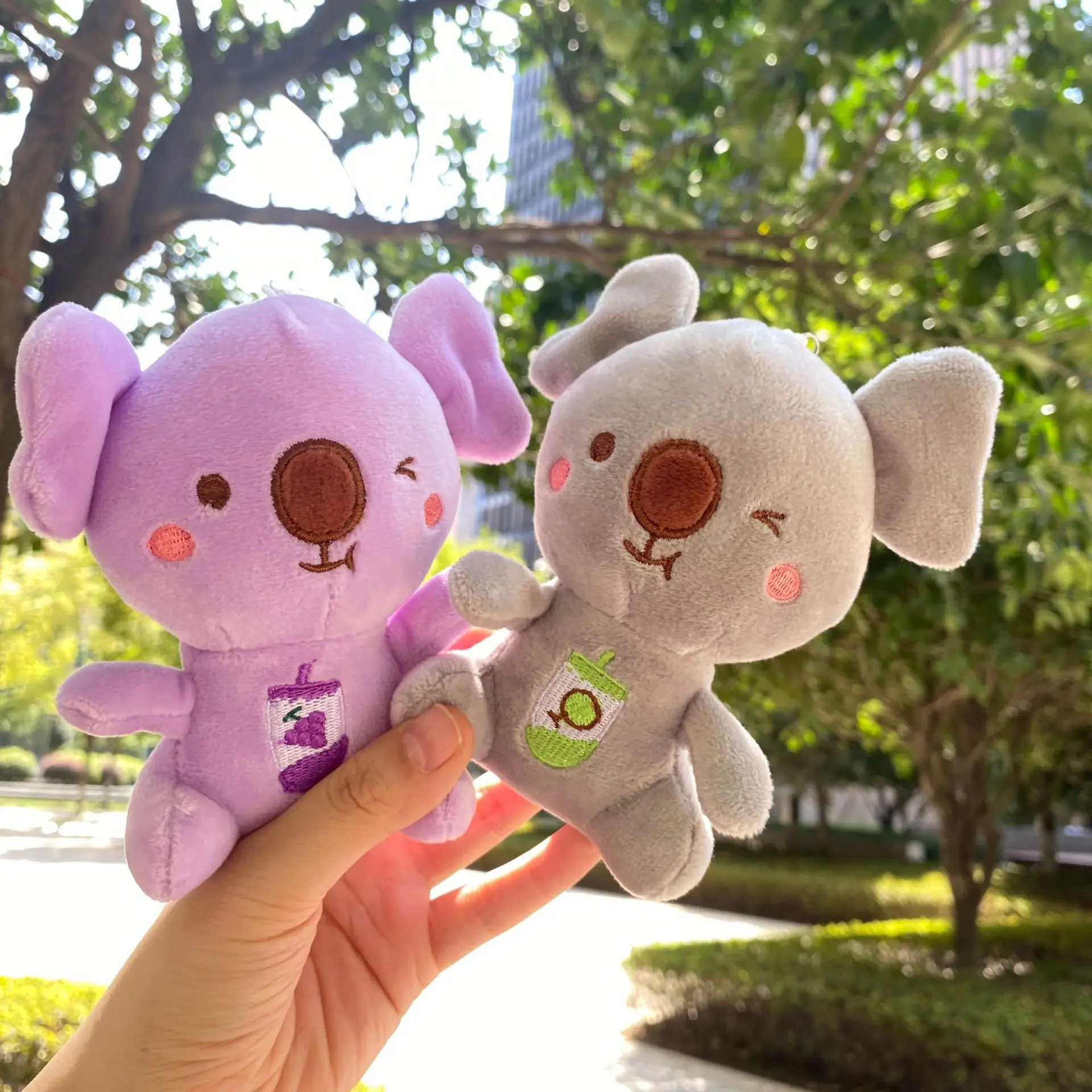 

Cartoon Koalas Embroidered Fruits Cute Animals Keychains Plush Pendants Forest Toys Sitting Doll Pendants