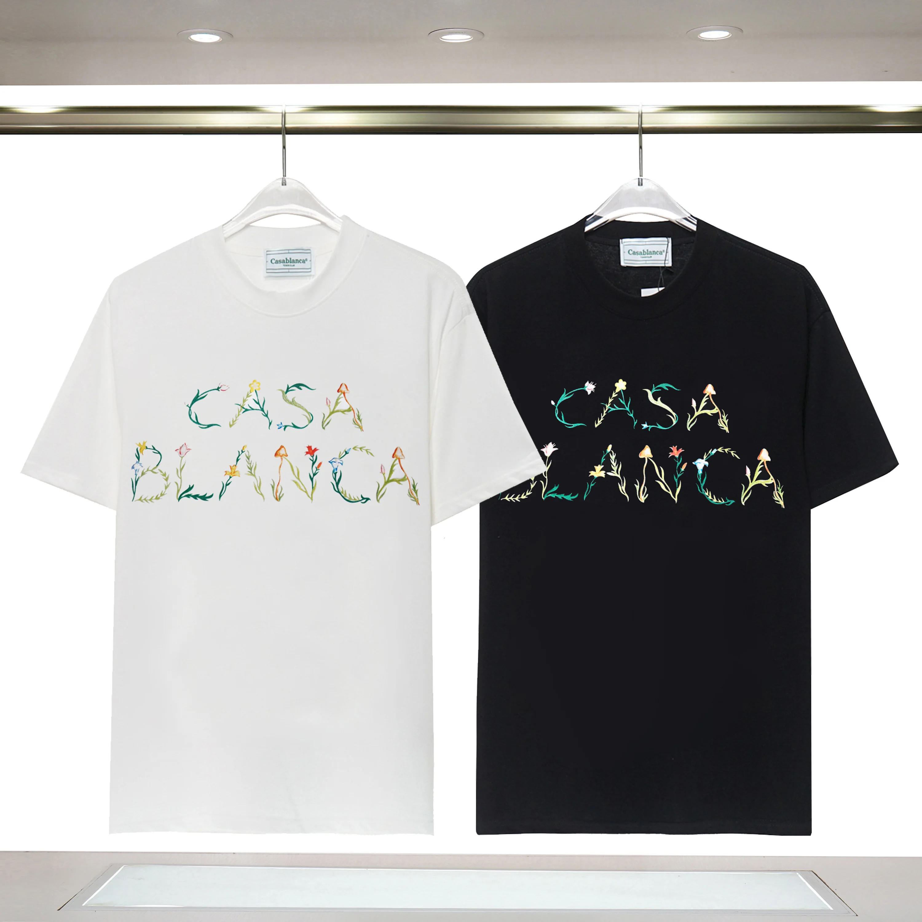 

Casablanca T-shirt Harajuku 23SS Spring Summer Alphabet Logo Black T-shirt Fashion Men's 100% Cotton Casual Fashion Short Sleeve