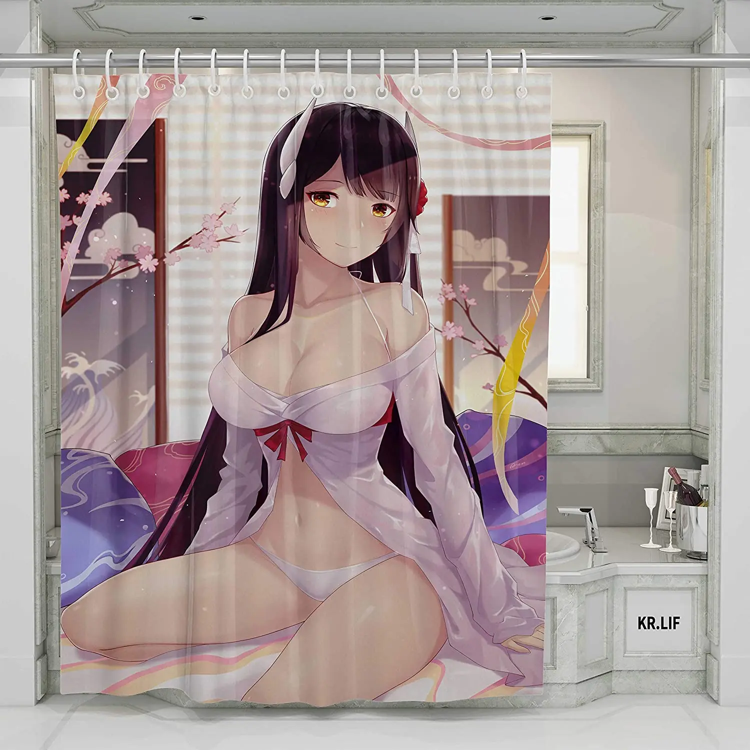 

Anime Sexy Art Girl Two Dimensions Girls Shower Curtains Seduction Expert Woman Bath Curtains Set Waterproof Polyester Fabric