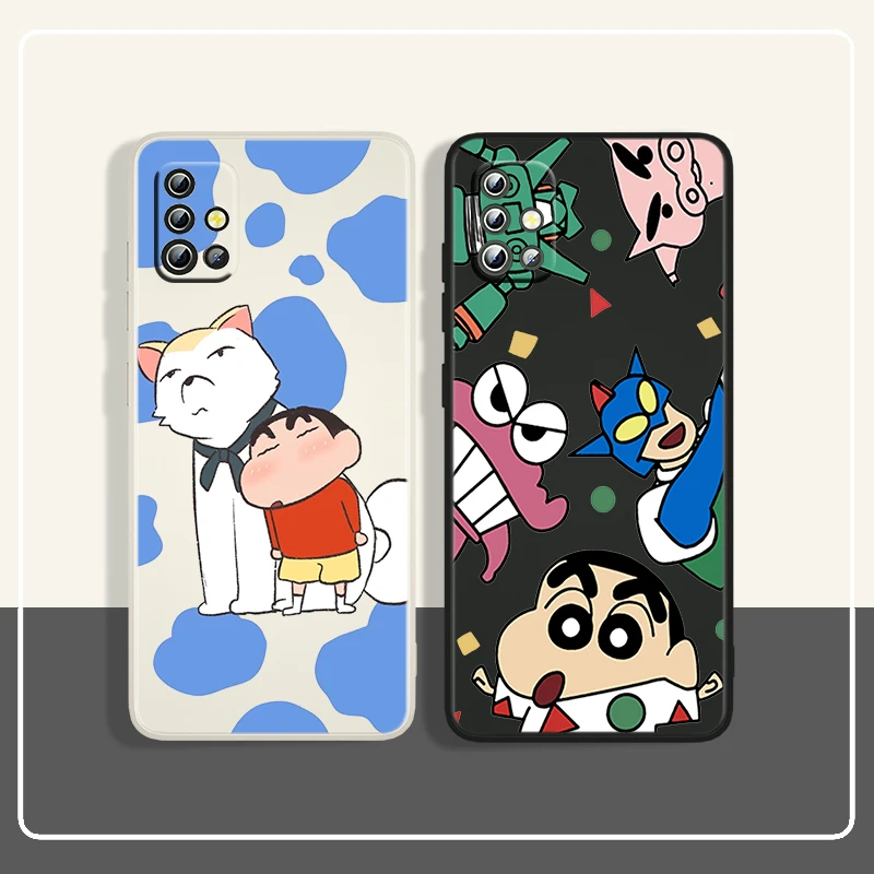 

Crayon Shinchan Cute Cartoon For Samsung Galaxy A73 A53 A33 A52 A32 A22 A71 A51 A21S A50 4G 5G Liquid Rope Phone Case Cover Capa
