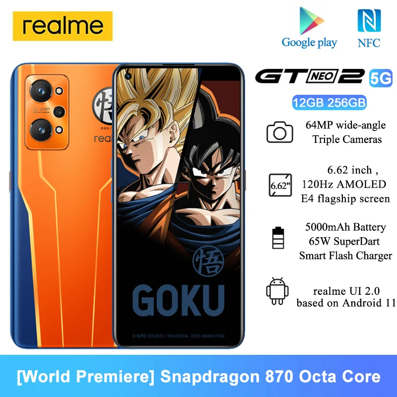 

Смартфон Realme GT Neo 2 на Android, восемь ядер, экран 6,62 дюйма, 870 мАч