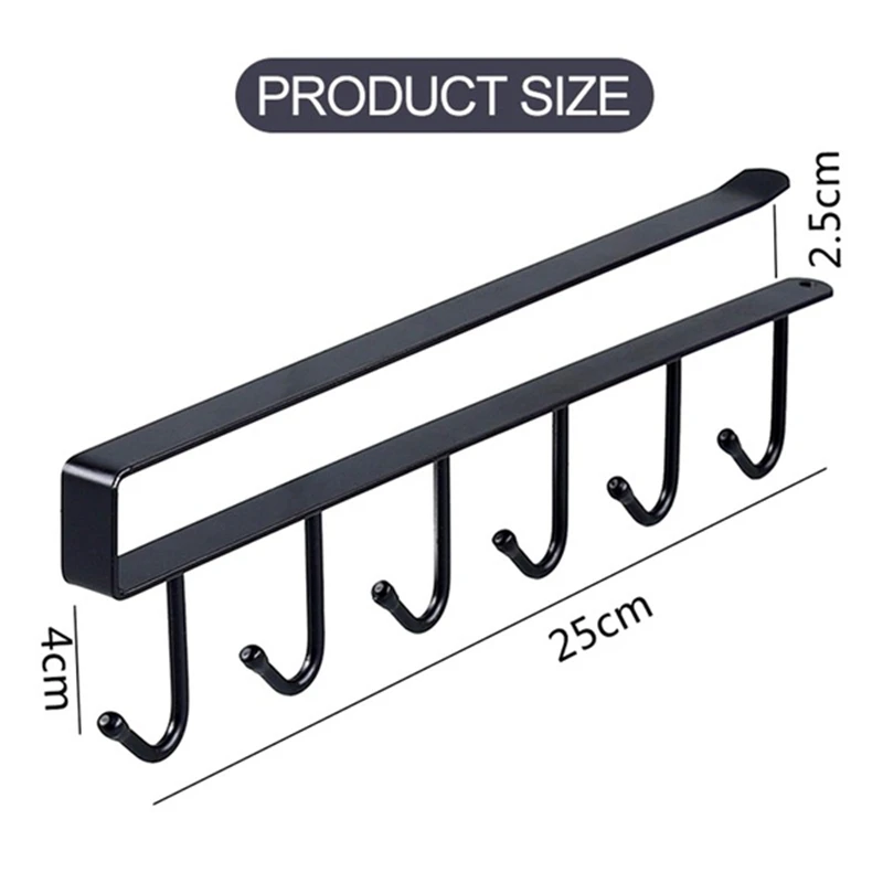 6 hooks iron shelf storage clothes hanging racks kitchen organizer cabinet glass mug holder rack home cup hanger free global shipping