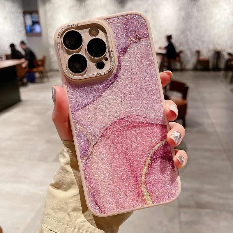 

Luxury Glitter Marble Case For iPhone 14 13 12 11 Pro Max Plus X XS XR max Metal Aluminum Lens Ring All Protection Back Cover