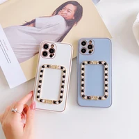 for iphone 11 12 13 pro max phone cover with stand phone case for iphone 13 pu plain leather two color flower stand phone case