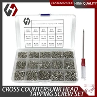 450pcsboxs countersunk flat head tapping screws nickel plated cross recessed m2 m2 3 m2 6 screws philips carbon steel screw