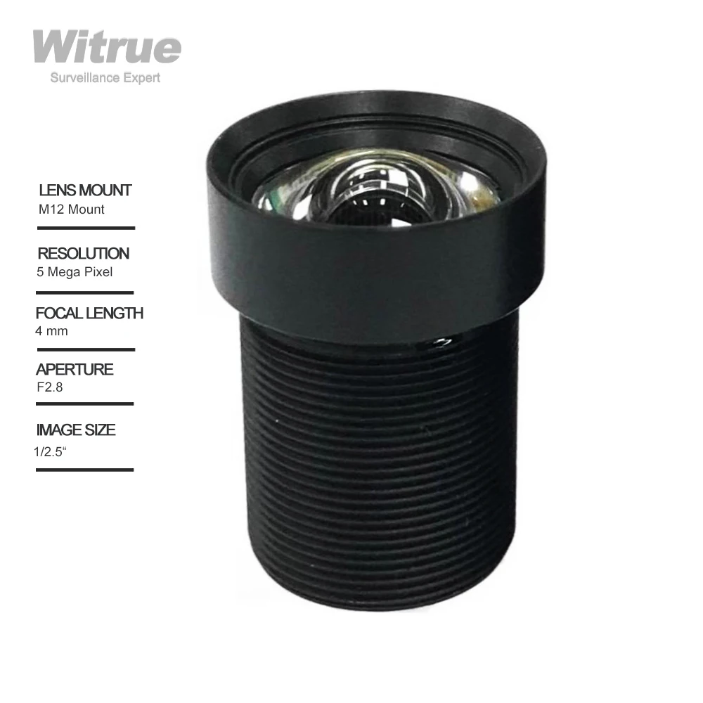 

Объектив Witrue CCTV HD 5 Мп 4 мм M12 Mount F2.8 1/2.5: Низкое Искажение с 650 нм ИК-фильтром для измерения и экшн-камеры