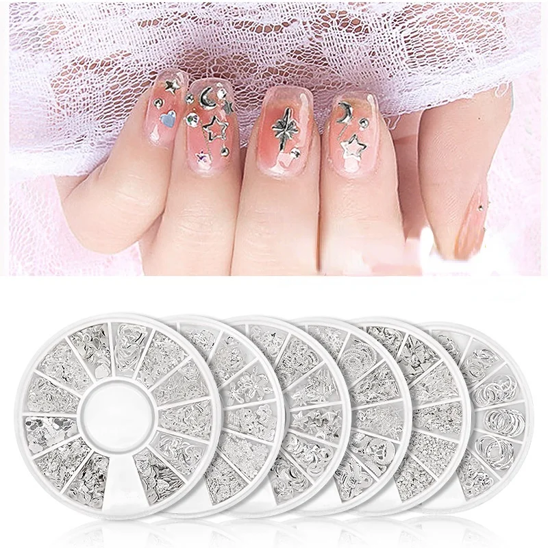 

1 Box Moon Stars Nail Art Rivets Stud Multi Mental Decals Diy Tips Manicure Charms UV Gel 3D Nails Decorations Perfect Nailart