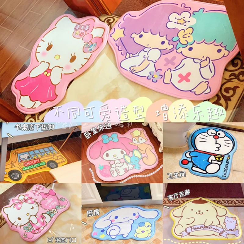 

Sanrioed Kawaii My Melody Cinnamoroll Stitch hello kitty плюшевый коврик аниме милый плюшевый впитывающий нескользящий коврик мягкая искусственная кожа