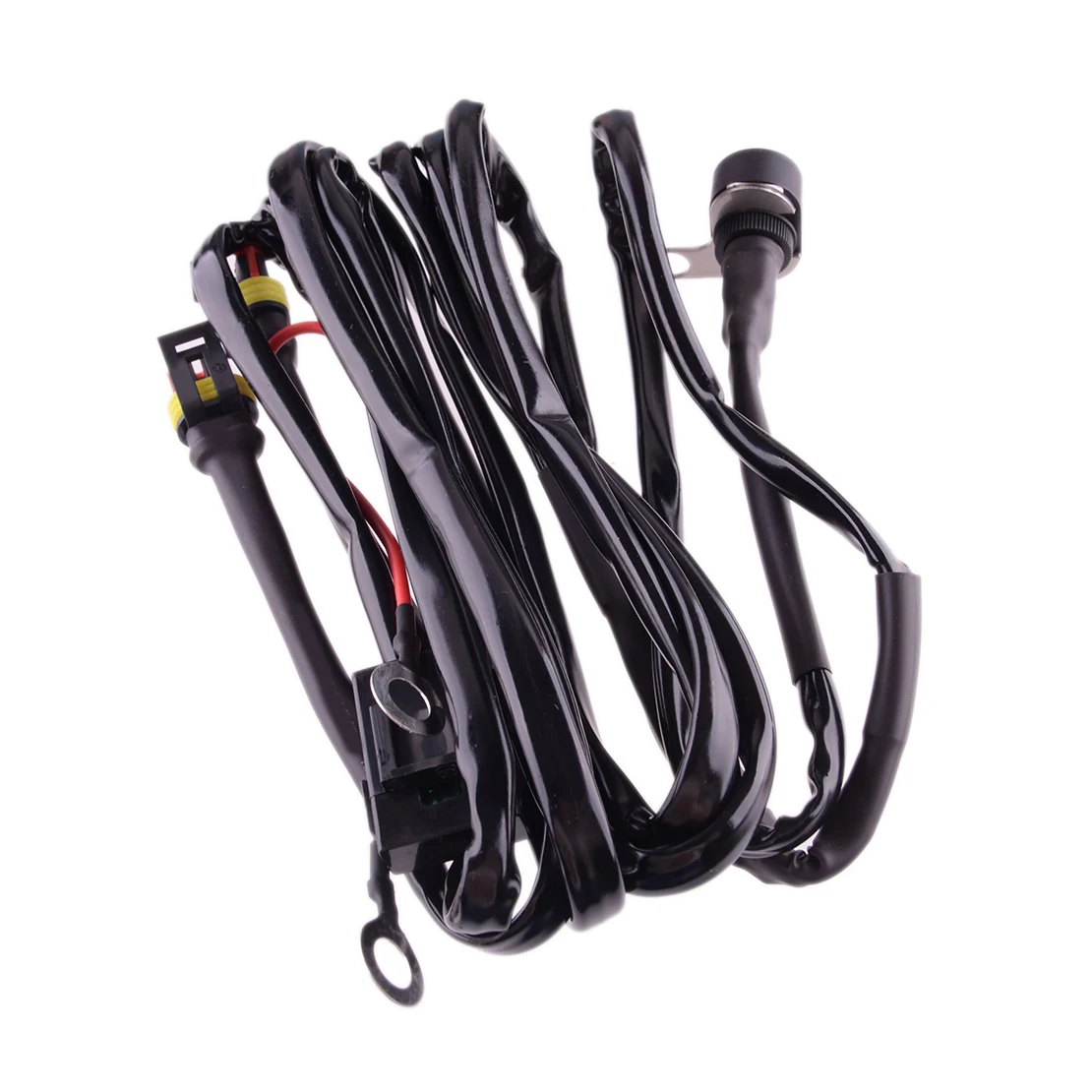 

12V Motorcycle LED Fog Light Headlight Wiring Harness Wire On/Off Switch Fit for BMW R1200GS F800GS/ADV Black