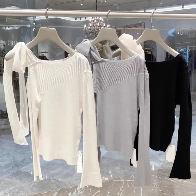 Женский свитер со шнуровкой и бантом модель 2024 года женская верхняя одежда с