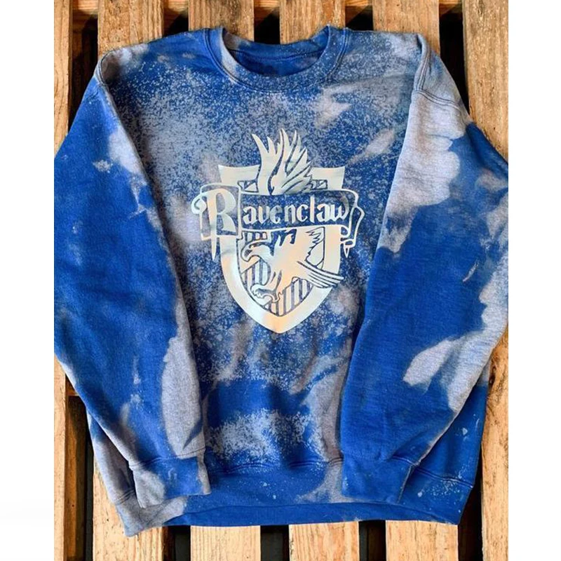 

HP Bleached casual crew neck long sleeve printed pullover