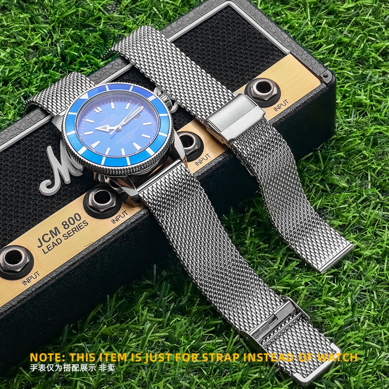 

Толстый Миланский ремешок из нержавеющей стали для Breitling Superocean Heritage Mido MULTIFORT Citizen Blue angel