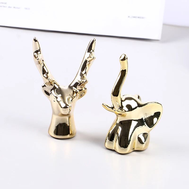 Керамический милый золотой слон голова оленя статуэтки подарок современная
