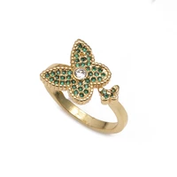 2022 new fashion copper gold plated butterfly rings for women personalized korean jewelry adjustable couple gift drop shipping