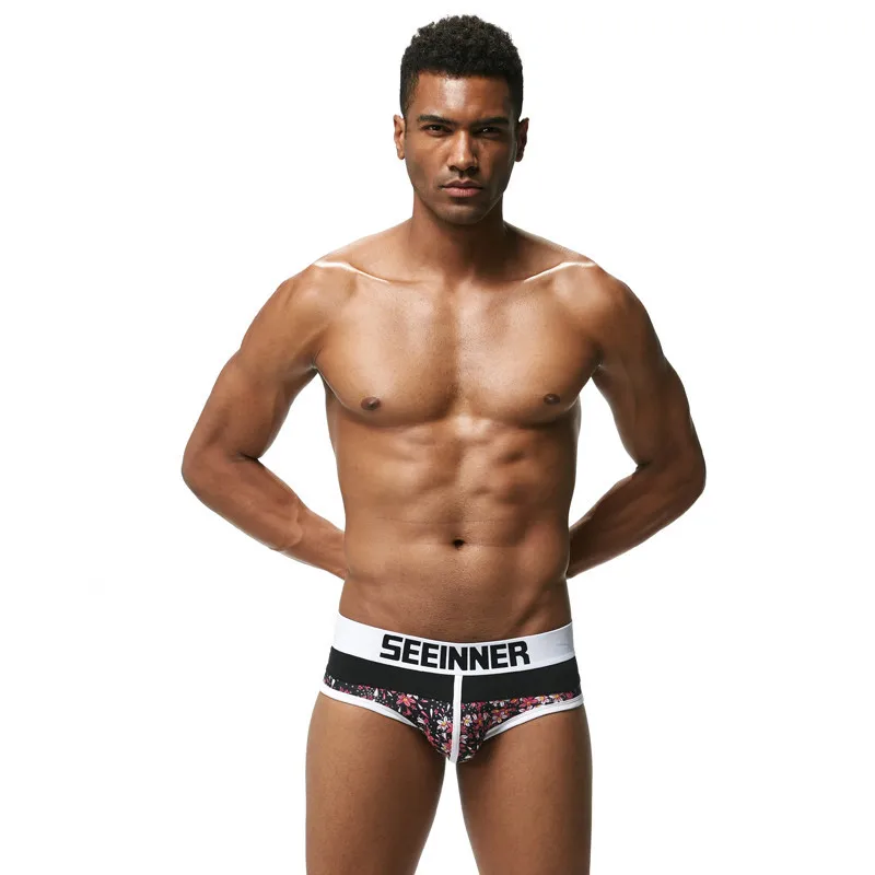 

Men's underwear cotton u convex bag printed men's briefs mens crotchless underwear sissy panties for men