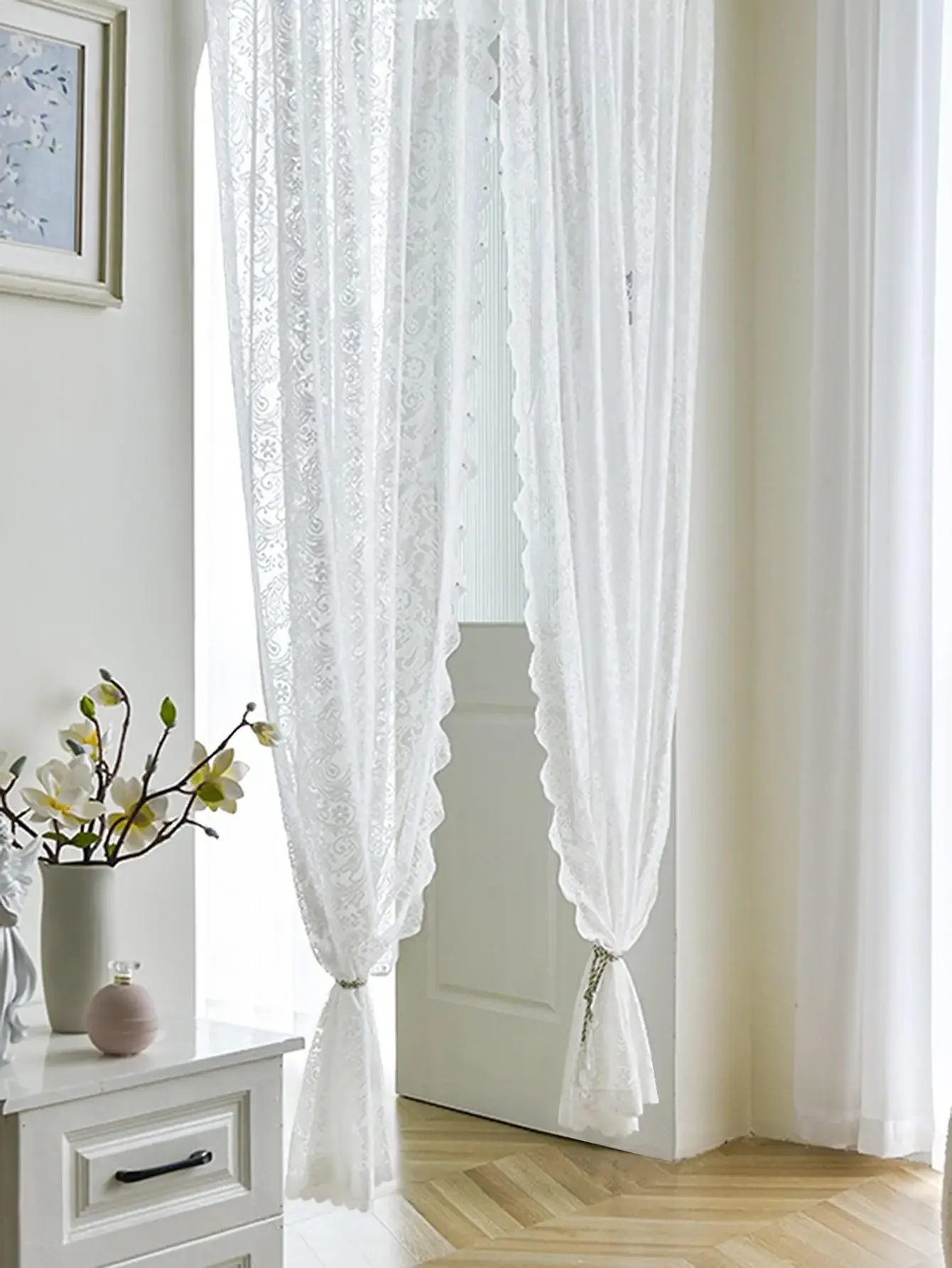 Белая Современная Газовая занавеска с вышивкой в европейском стиле 1 шт.
