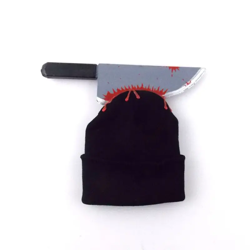 

Головной убор с ножом в виде кровавой шутки на Хэллоуин черного цвета