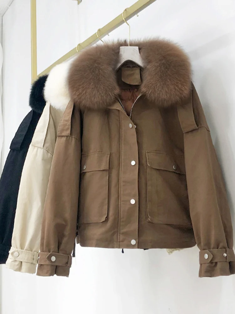 

Зимние женские куртки SEDUTMO с воротником из лисьего меха на утином пуху, толстое теплое пальто оверсайз, осенняя мода, короткие облегающие па...