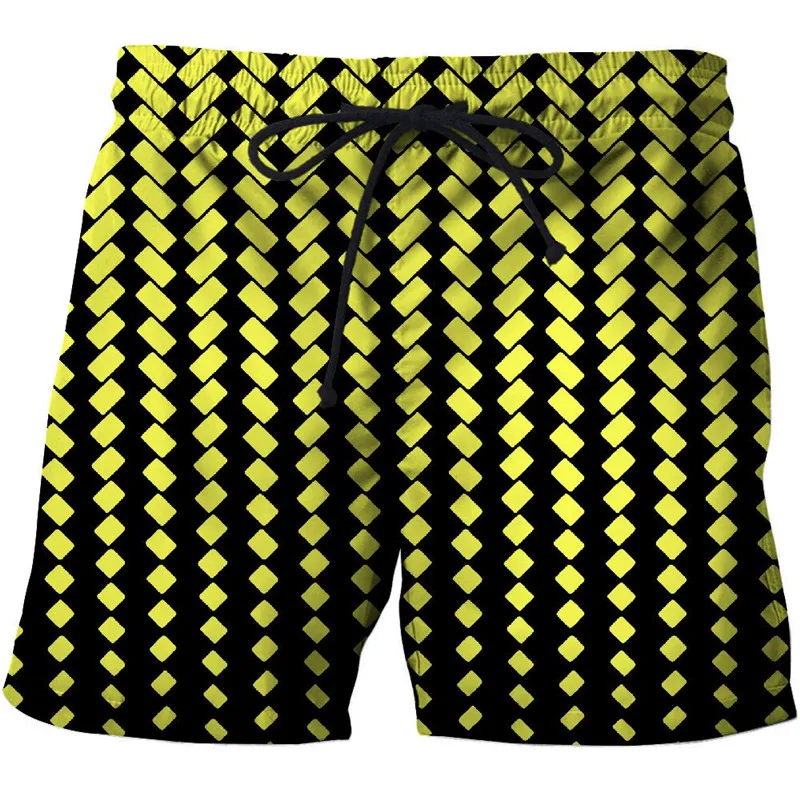 European And American Printed Men's Beach Pants 3D Printed Geometric Pattern Fashion Casual Sports Harajuku Love Swimming Shorts