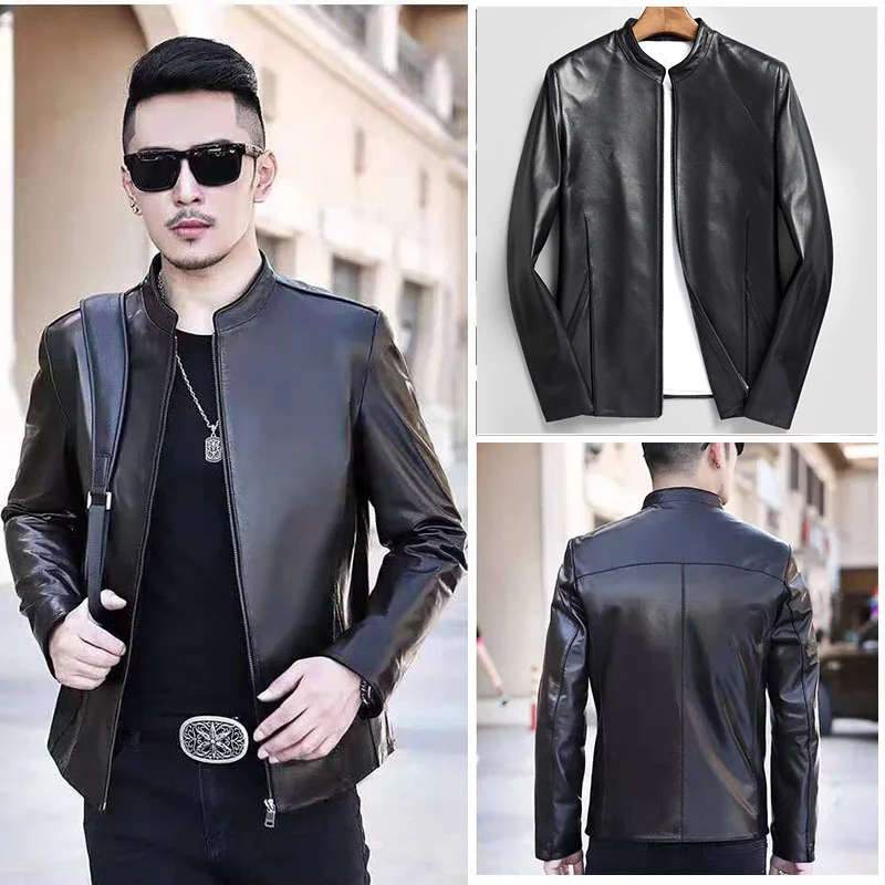 

Real Leather 2023 Jacket Men Casual Short Men Jacket 100% Sheepskin Coat Spring Autumn Chaqueta Cuero Hombre 6696 Pph408