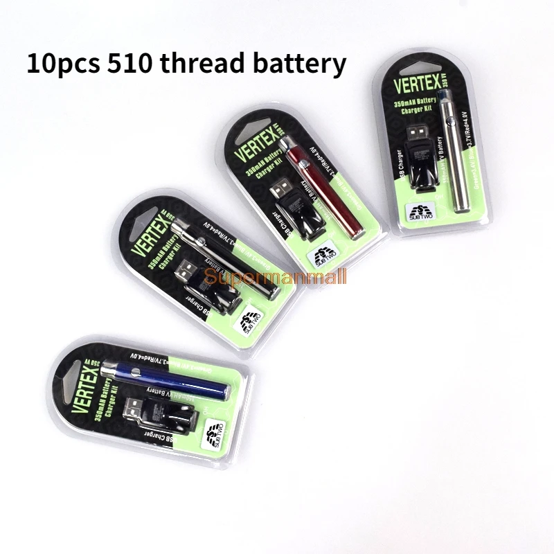 

10pcs 510 Thread Preheat Battery 350mAh Rechargeble Battery for CBD Cartridges ccell pod Adjust Voltage vs CE4 CE5 Vape Pen Kit