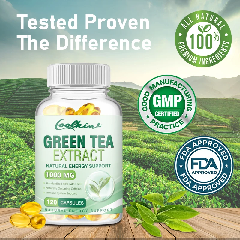 

Green Tea Extract Capsules 1000 Mg 98% Standardized EGCG - 3x Natural Energy - Heart Support with Polyphenols - Mild Caffeine