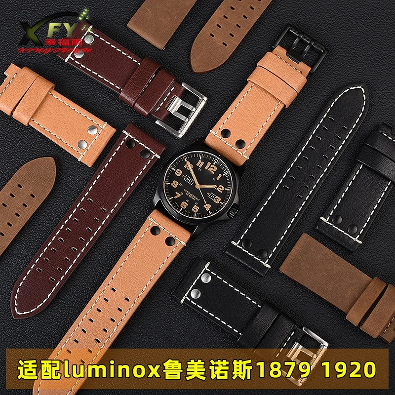 

rivet + leather watch strap for Luminox 1879 1920 1921 1925 1927 Diesel Genuine leather watchband 26mm men's Wristband Bracelet