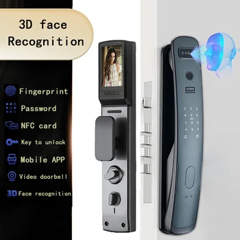 3D Biometric Security Smart Door Lock Face Camera Digital Password Electronic Key IC Card APP Unlock Fingerprint Locks