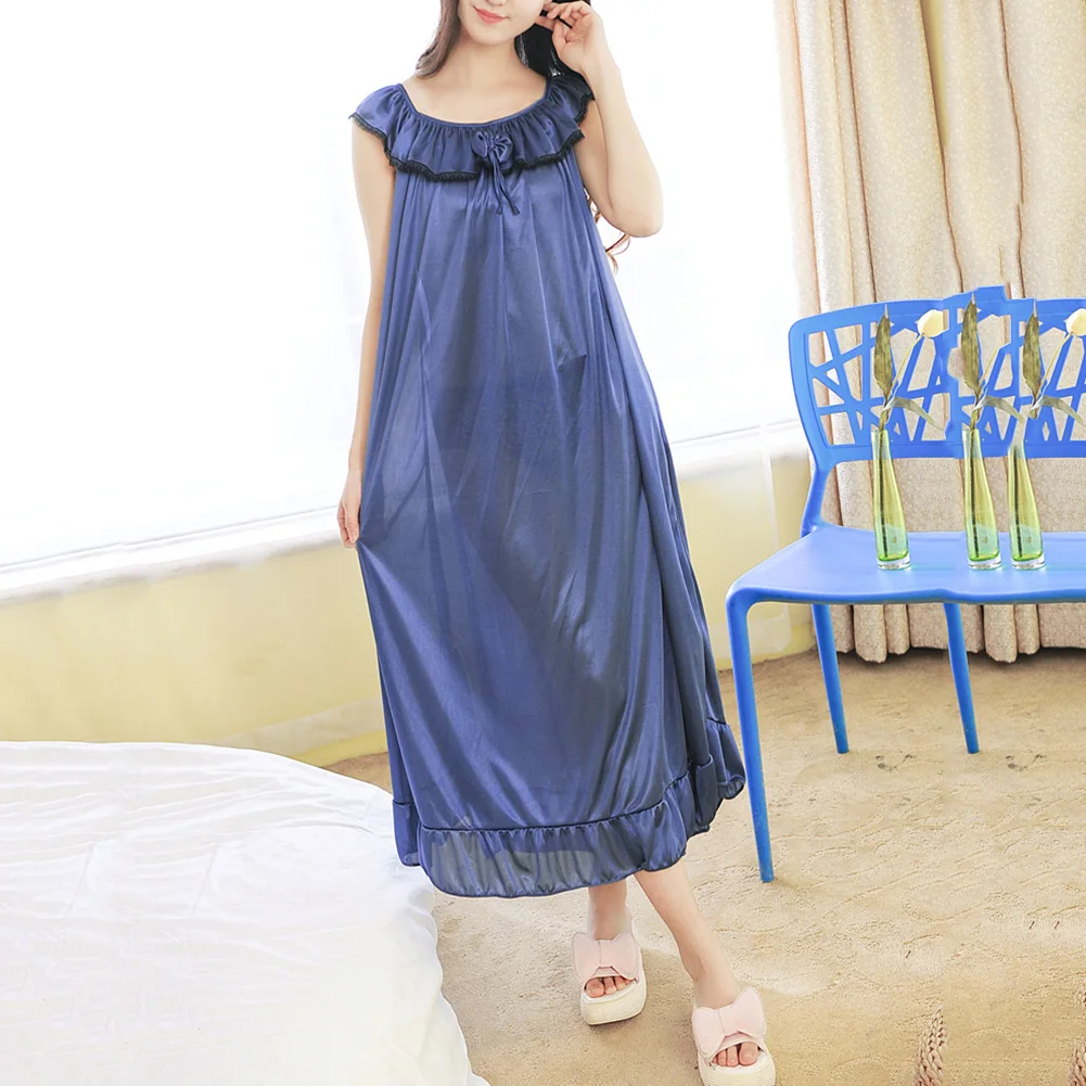 

New Women Nightwear Fashion Ladies Sleeveless Nightdress Pajamas Sexy Women Solid Loose O-Neck Sleepwear Loungewear