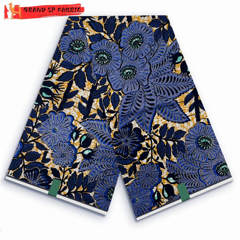 

Grand Super 100% Cotton African Wax Fabric High Quality Wax Print Ankara Fabric For Sewing 6yards Women Fabric VLS05