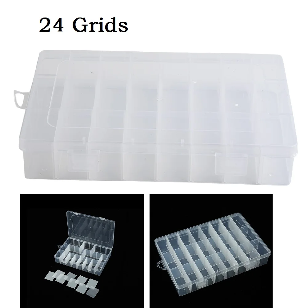 

Plastic Storage Box 24 Grids Compartment Screw Holder Case Organizer Container Household Tools Storage Supplies