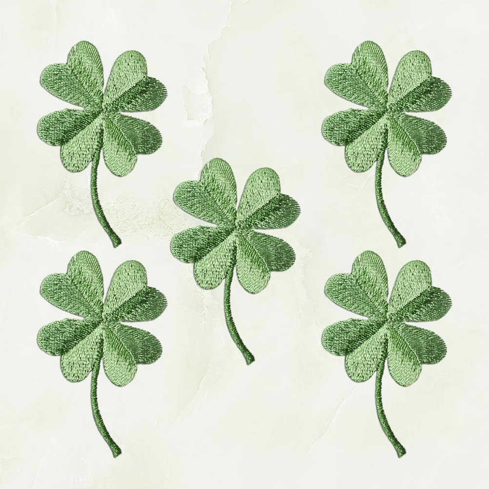 

Patches Patch Shamrock Leaf Iron Embroidery Four Diy Embroidered Patrick Day Clothes Cloth Sewing Sequins Stickers Applique