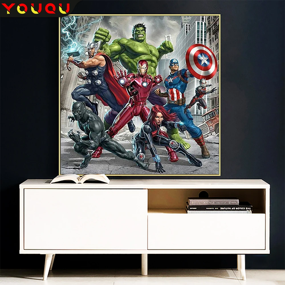 YOUQU DIY персонаж алмазная живопись искусство 5D вышивка Marvel Вселенная украшение для