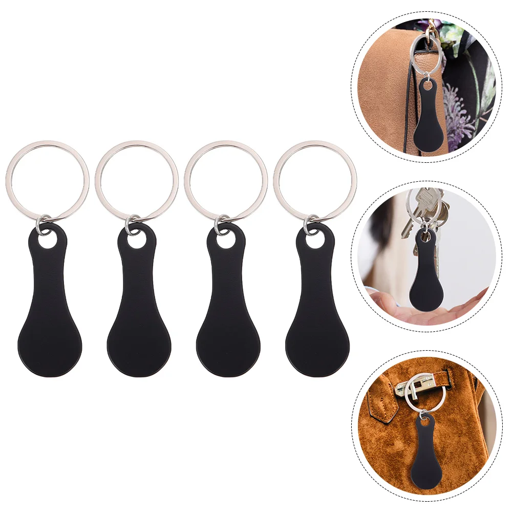 

4Pcs Portable Trolley Tokens Universal Shopping Trolley Tokens Stainless Steel Key Rings Pendants